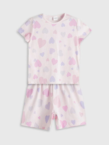 ست پیژامه با شلوارک دخترانه LCW Kids کد  S5OV10Z1 - LT4