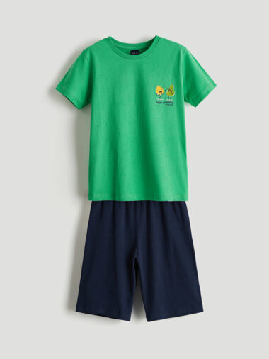 ست پیژامه با شلوارک پسرانه LCW ECO کد  S5L929Z4 - GEW