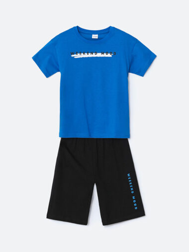 ست پیژامه با شلوارک پسرانه LCW Kids کد  S5NL37Z4 - JUF