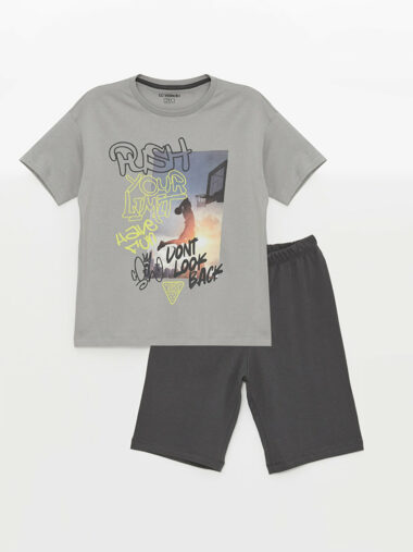 ست پیژامه با شلوارک پسرانه LCW Kids کد  S46688Z4